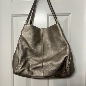 Coach metallic champagne pebble leather bag.